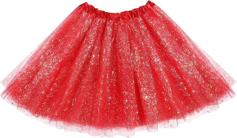 VEKDA 3 Layers Tutus for Women Adult, Classic Elastic Tulle Tutu Skirts Gold Silver Foil Printed Tutu for Party Running - Image 1